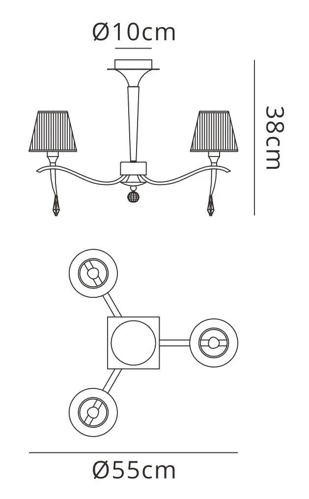 M0346  Siena Crystal Semi Flush Round 3 Light